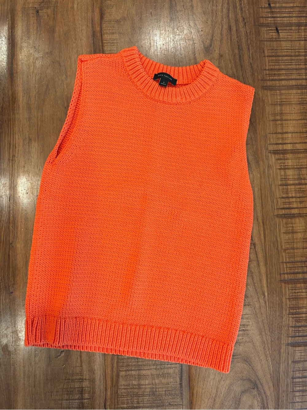 Ann Taylor Bright Orange Knit Sleeveless Vest